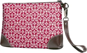 Women's European Vintage Print Cowhide Leather Clutch Bag Large Capacity Durable Wristlet Clutch Purse Soft Comfortable Genuine Leather Wallet(A40)