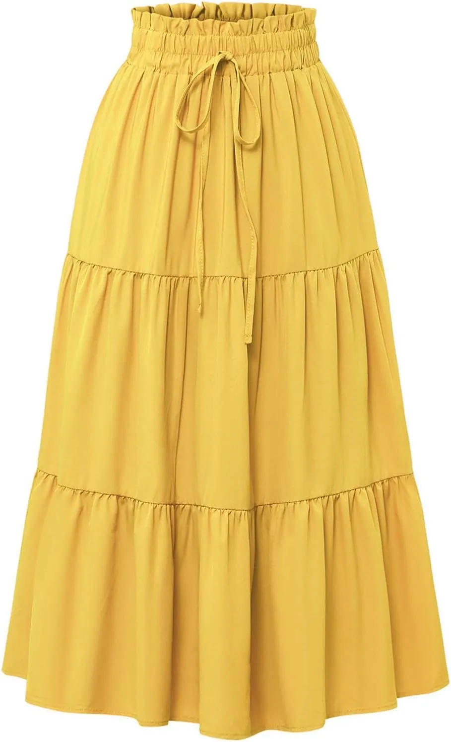 Womens Floral Maxi Skirt Summer Comfy Tiered Elastic High Waisted Long Skirts Vacation A Line Flowy Swing Skirt