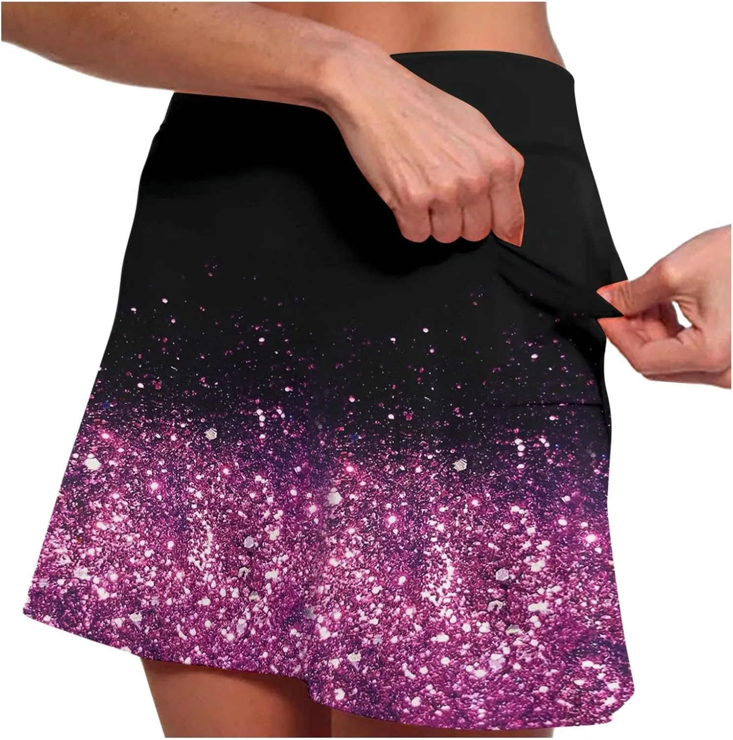 Womens Golf Skirts Skorts with Pockets 2025 New Casual Gradient Print High Waisted Tennis Skorts Gym Athletic Mini Yoga Skirt