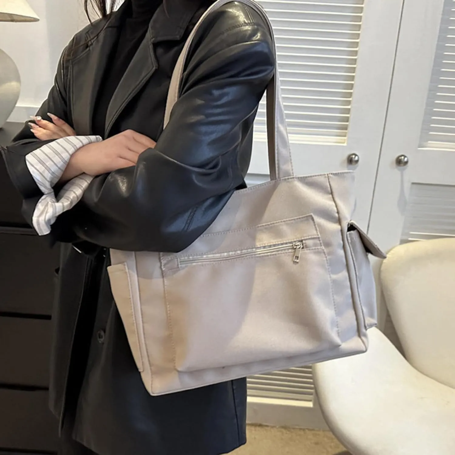 Womens Handbags Canvas Zipper Trendy Tote Bag Purse Top Handle Satchel Shoulder Bags Crossbody Messenger Bag