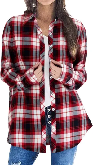 Womens Lightweight Long Sleeve Cardigans with Pockets Casual Soft Open Front Plaid Shirt Fall Long Cardigan Duster