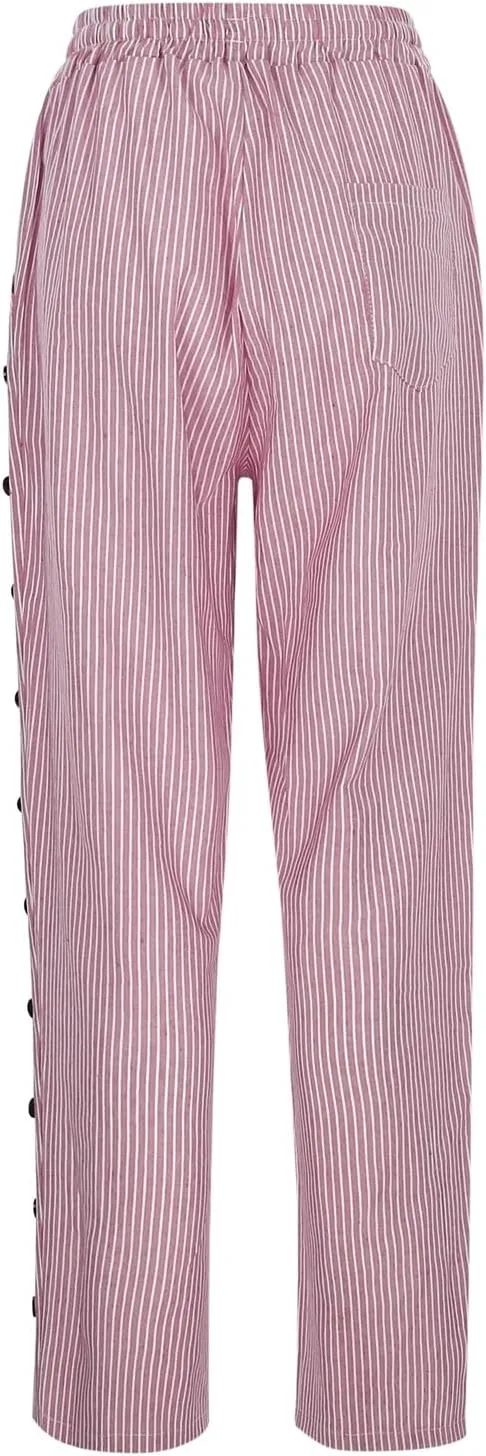 Womens Linen Pants Petite Length High Waisted Drawstring Summer Casual Beach Vacation Capri Pants with Pockets