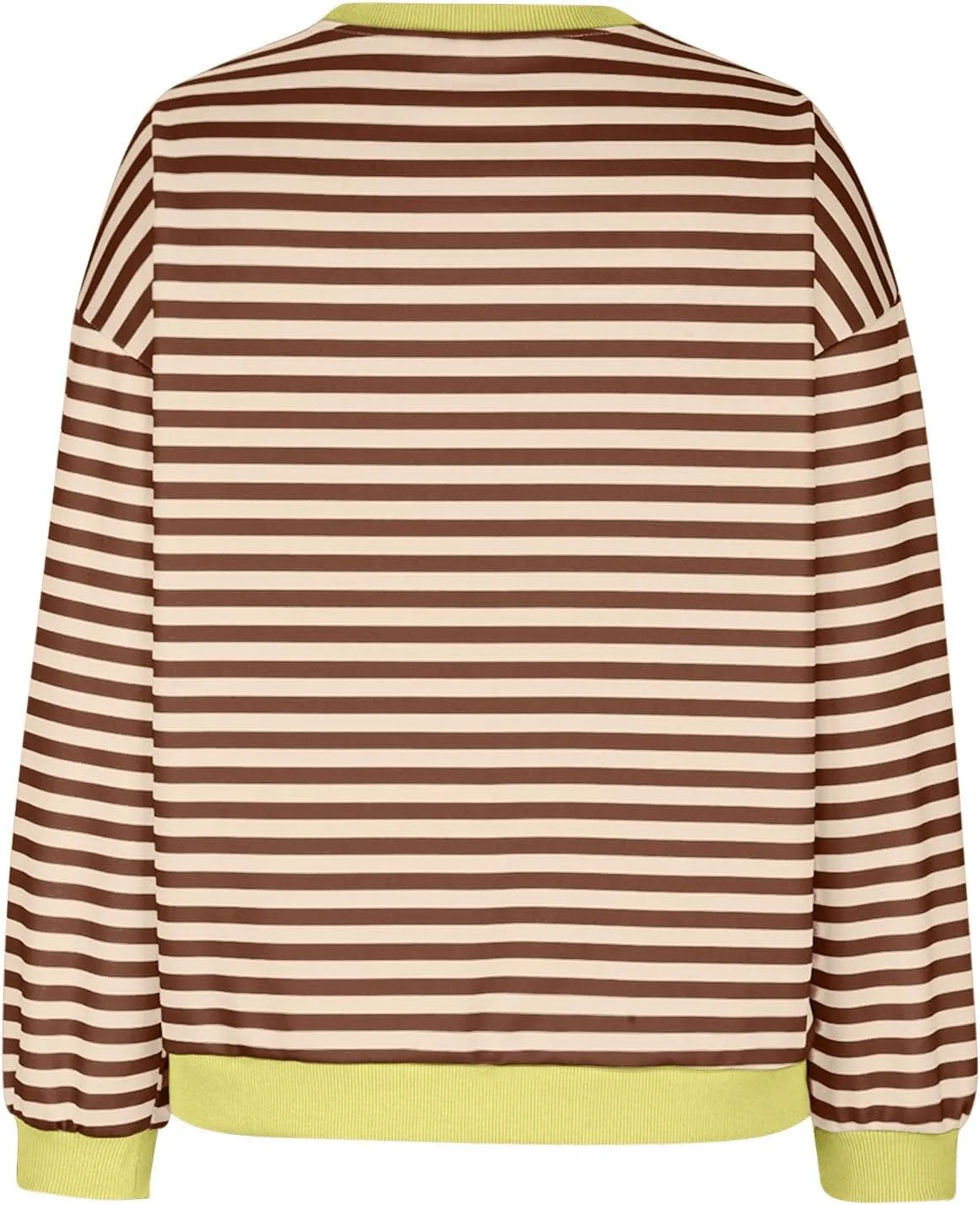 Womens Long Sleeve Tops 2024 Striped Shirt Drop Shoulder Round Neck Tops Loose Fit Casual Shirts Soft Comfortable Tops