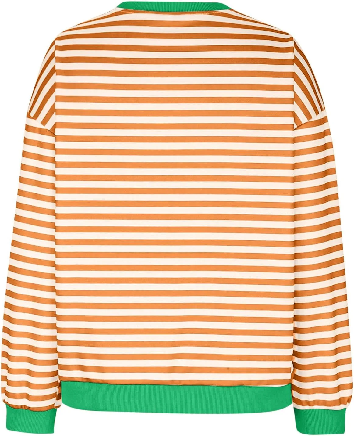 Womens Long Sleeve Tops 2024 Striped Shirt Drop Shoulder Round Neck Tops Loose Fit Casual Shirts Soft Comfortable Tops