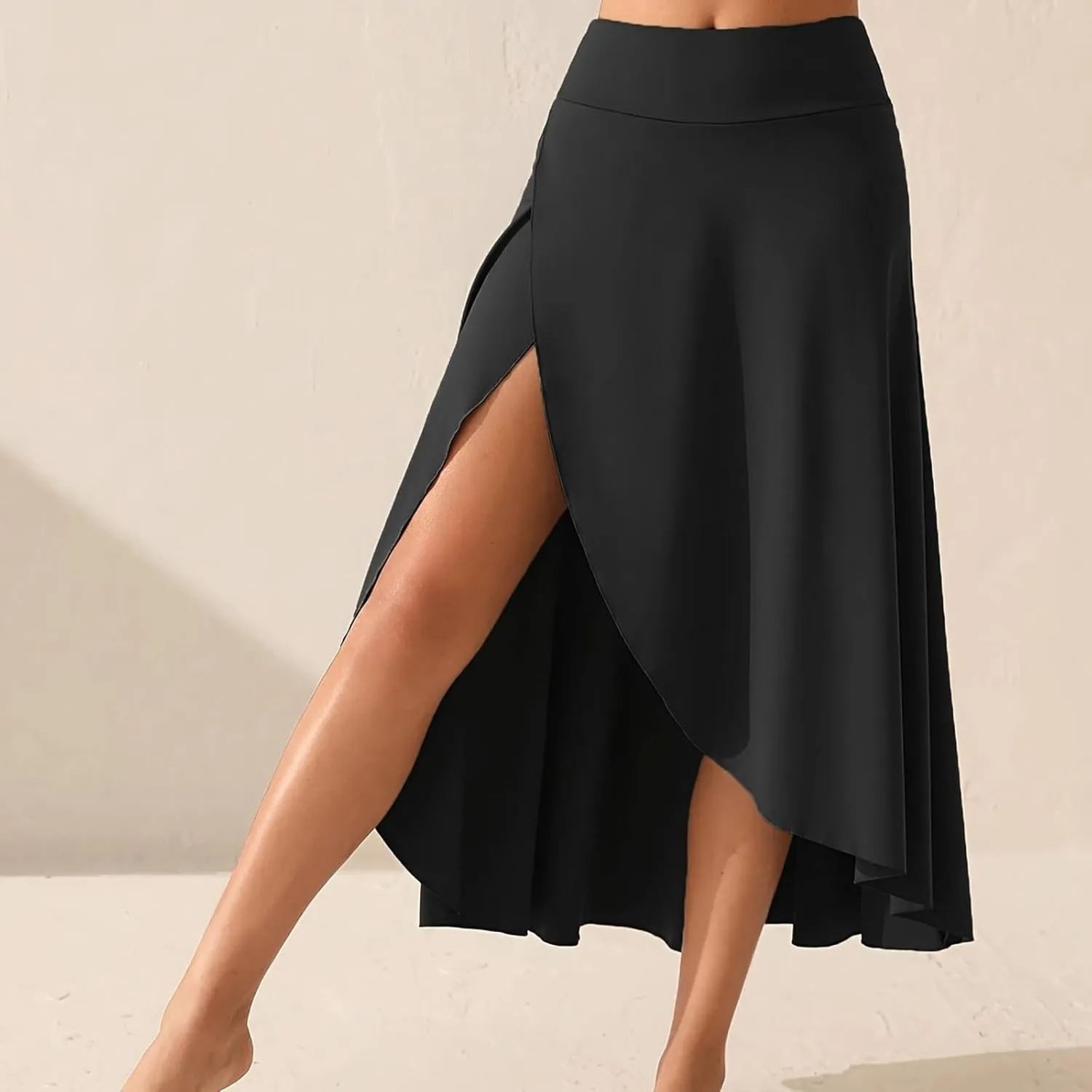 Womens Maxi Skirts Flowy Plus Size High Waist Wrap Athletic Skirt with Slit Asymmetrical Ruffle High Low with Shorts