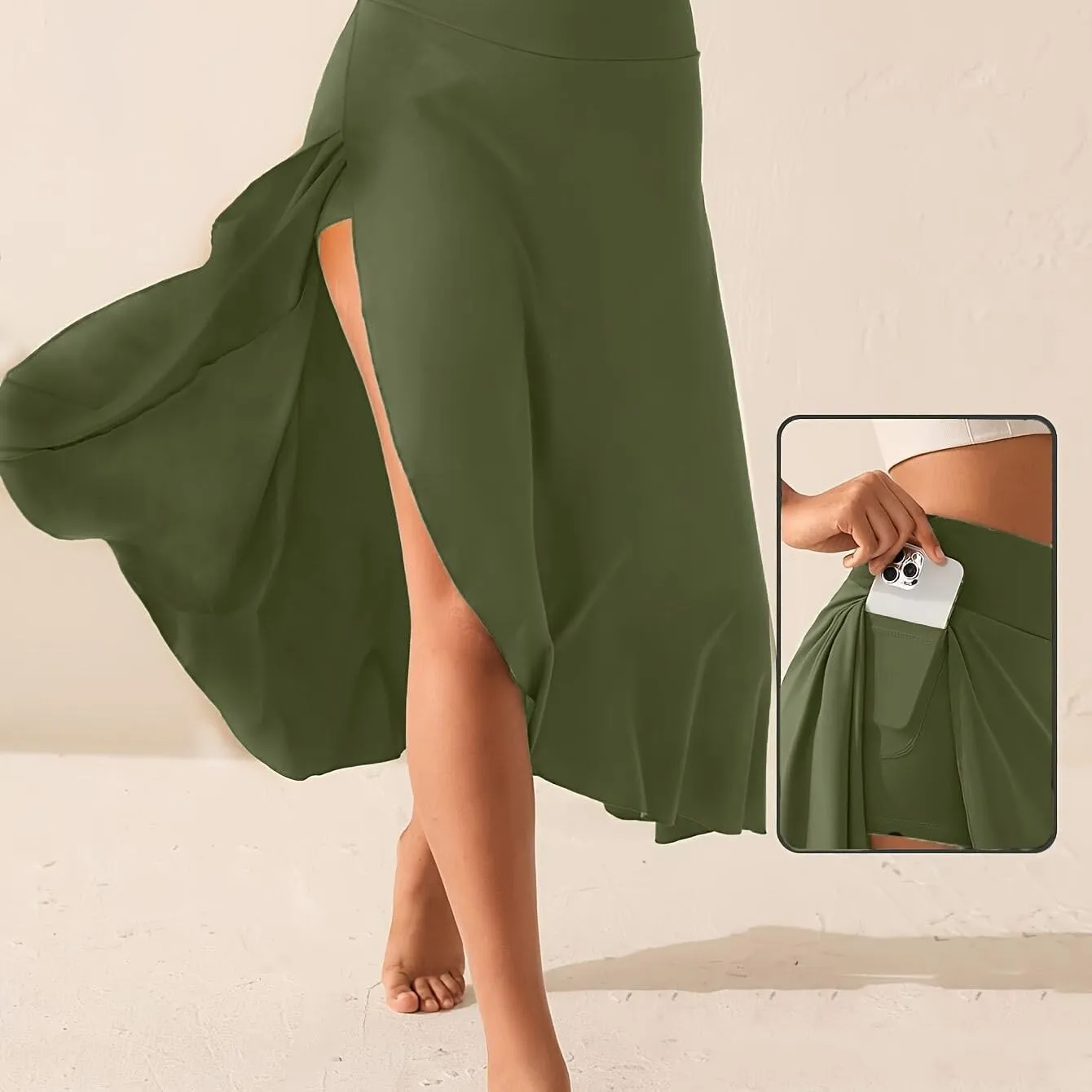Womens Maxi Skirts Flowy Plus Size High Waist Wrap Athletic Skirt with Slit Asymmetrical Ruffle High Low with Shorts