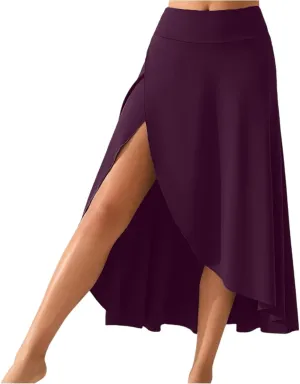 Womens Maxi Skirts Flowy Plus Size High Waist Wrap Athletic Skirt with Slit Asymmetrical Ruffle High Low with Shorts