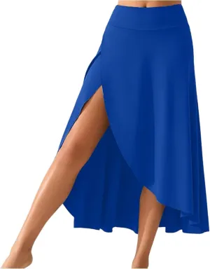 Womens Maxi Skirts Flowy Plus Size High Waist Wrap Athletic Skirt with Slit Asymmetrical Ruffle High Low with Shorts