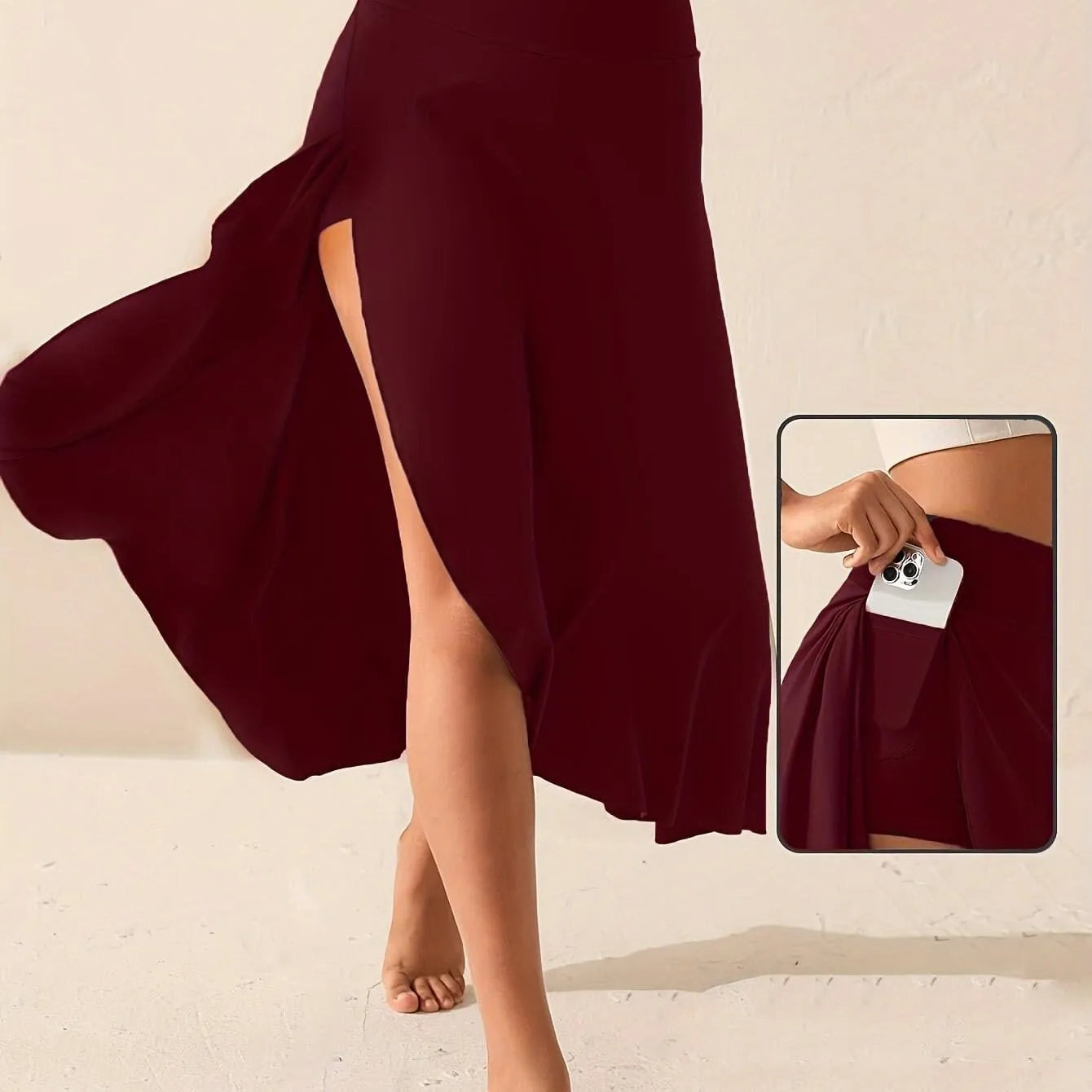 Womens Maxi Skirts Flowy Plus Size High Waist Wrap Athletic Skirt with Slit Asymmetrical Ruffle High Low with Shorts