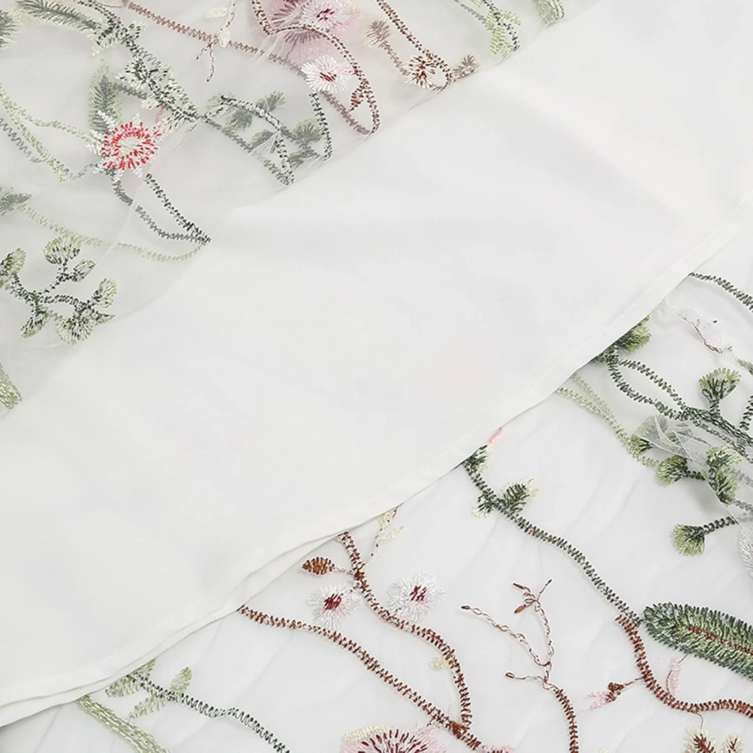 Womens Midi Skirts Embroidered Mesh Skirt Floral Lace Skirts Elastic High Waist Skirts Trendy A Line Pleated Skirts