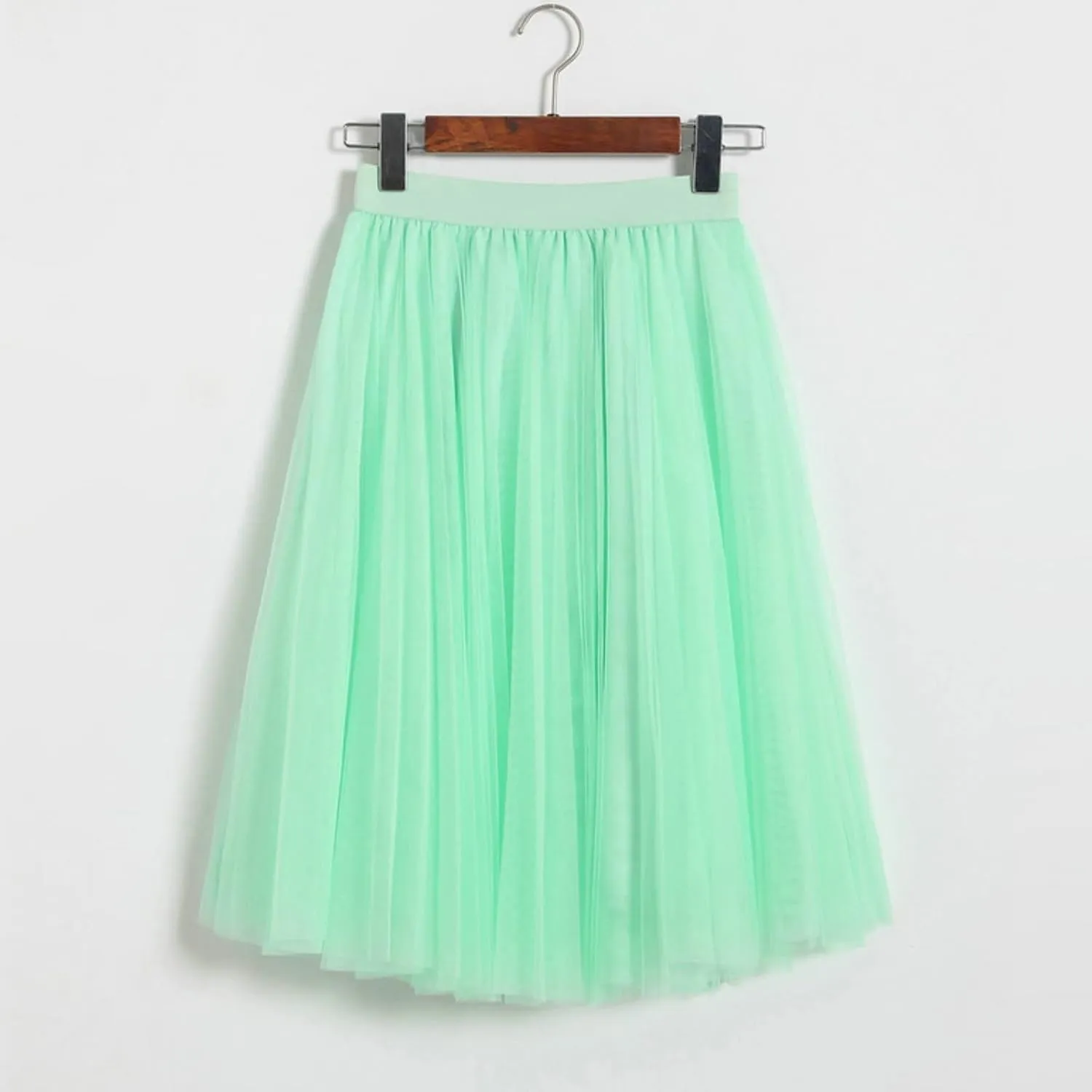 Womens Midi Skirts Summer Women's A Line Pleated Skirt Mid Long Skirt Ruffle Mesh Vintage Chiffon Midi Skirt for