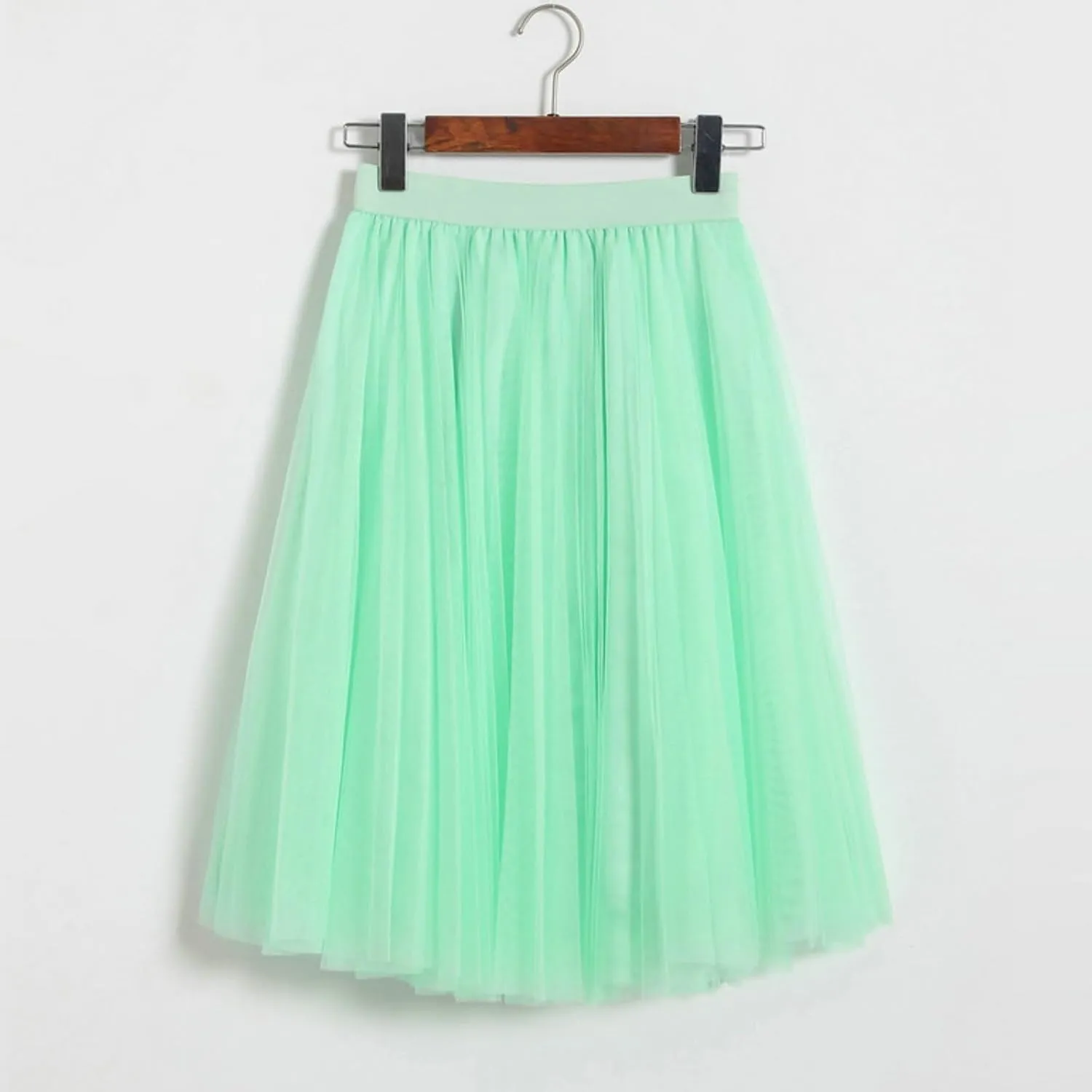 Womens Midi Skirts Summer Women's A Line Pleated Skirt Mid Long Skirt Ruffle Mesh Vintage Chiffon Midi Skirt for