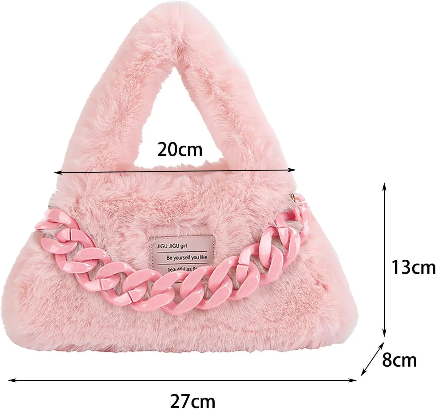 Women's New Small Size Plush Bag Acrylic Chain Fashion One Shoulder Handbag Leather Shoulder Bag (One Size)
