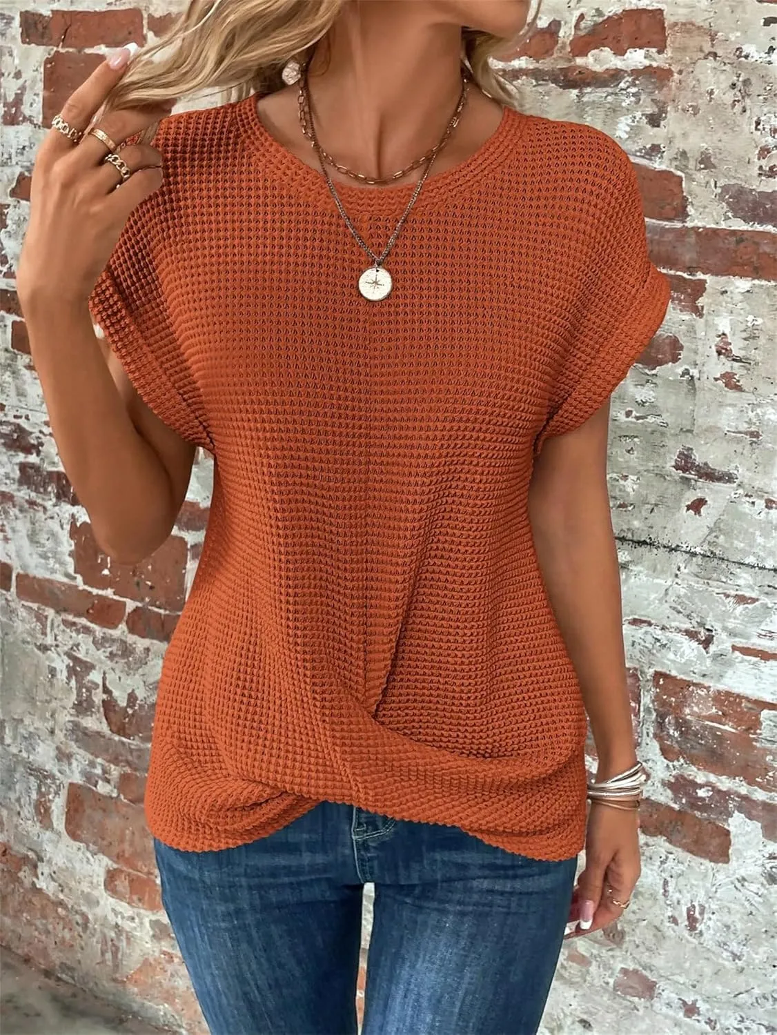 Womens Oversized Short Batwing Sleeve Tops 2025 Sleeveless Sweater Tshirt Trendy Knit Tanks Tee