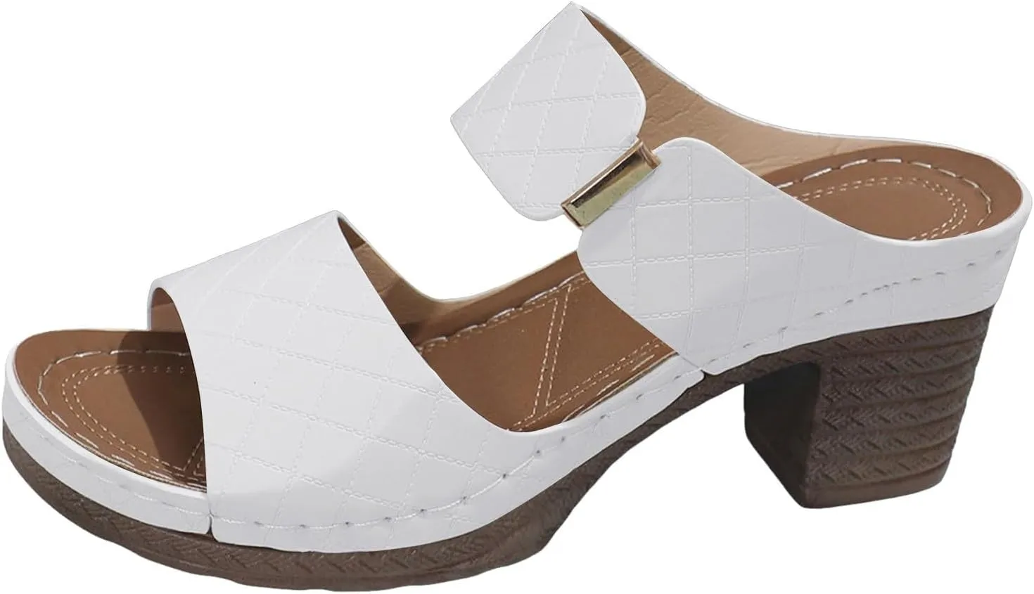 Womens Platform Heels Sandals Open Toe Slip On Chunky Heel Block Wedges High Heels Sandals Summer Dressy Pumps Shoes