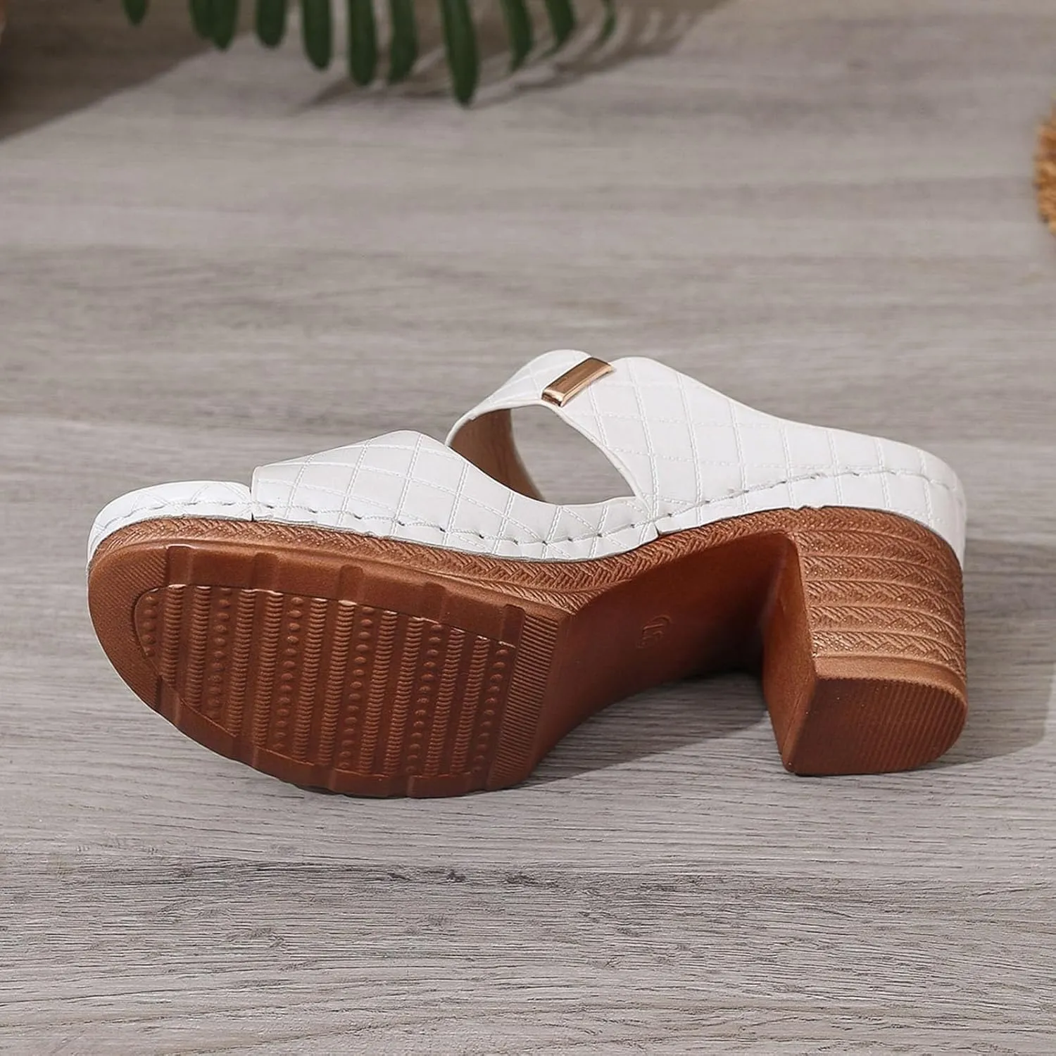 Womens Platform Heels Sandals Open Toe Slip On Chunky Heel Block Wedges High Heels Sandals Summer Dressy Pumps Shoes