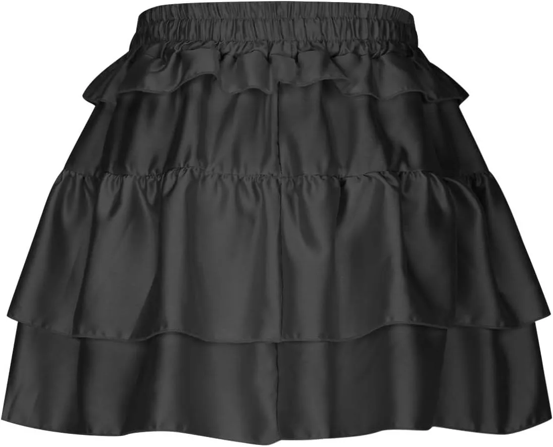 Women's Pleated Mini Skirt Layered Cake Short Skirts Fashion Travel Skirts Solid Comfy Skirts Sexy Lace Skirts