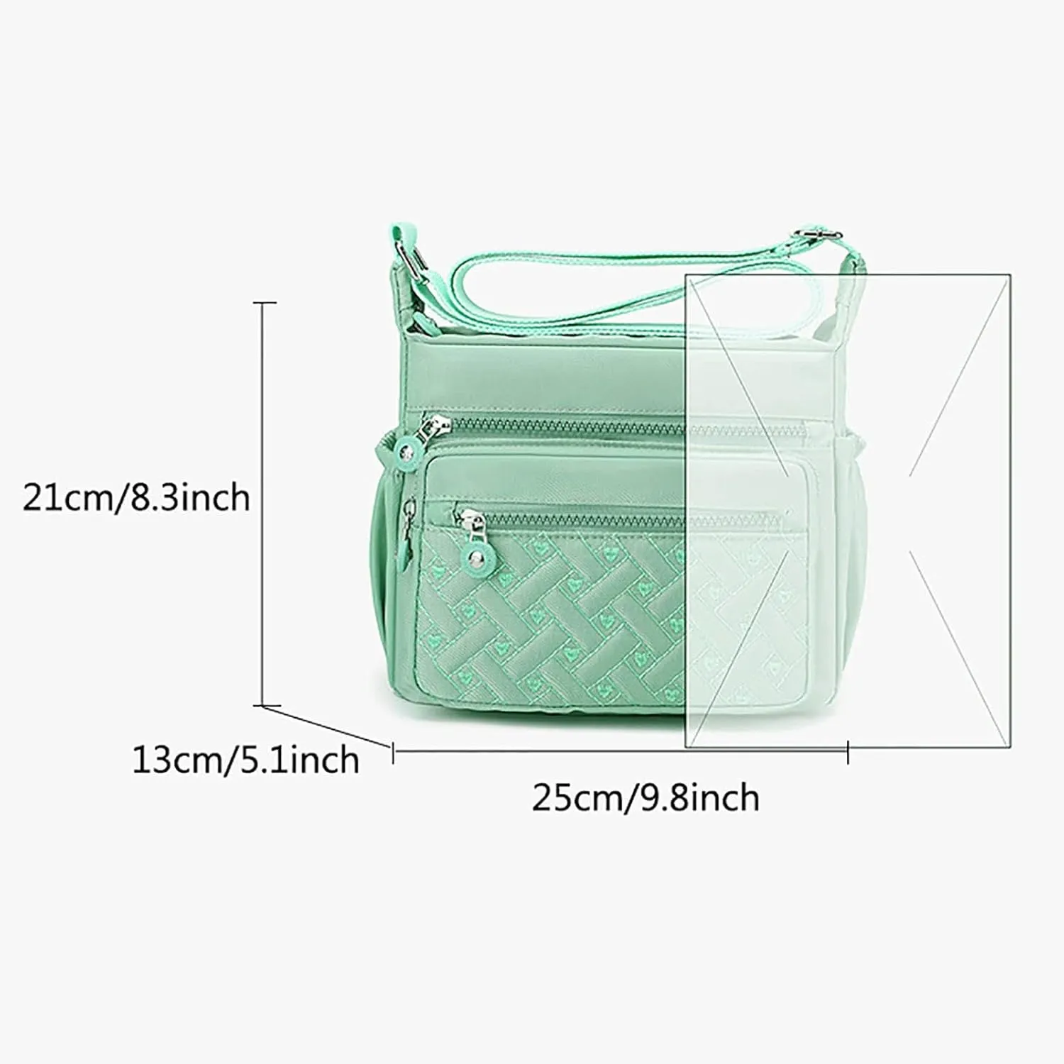 Womens Pocket Casual Crossbody Handbags Shoulder Messenger Bag For Travel Hiking Daily Shoulder (Green, One Size)