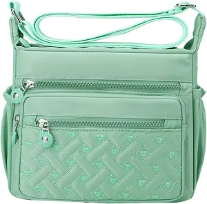 Womens Pocket Casual Crossbody Handbags Shoulder Messenger Bag For Travel Hiking Daily Shoulder (Green, One Size)