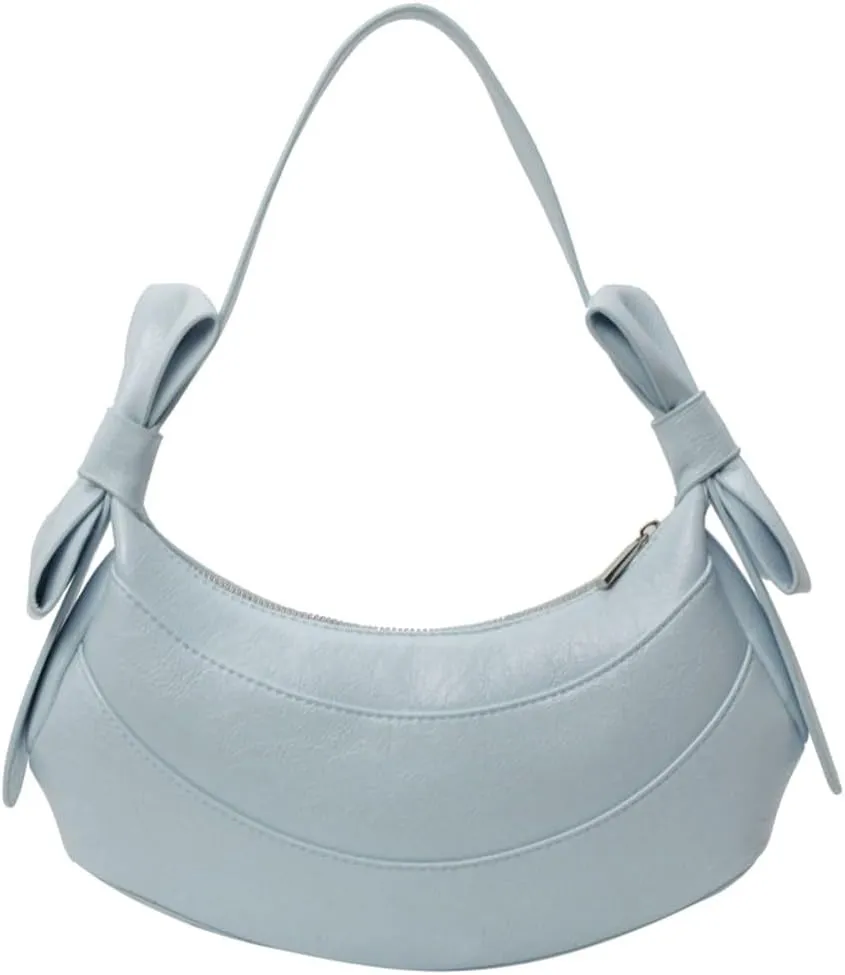 Womens PU Leather Crescent Shoulder Bag Y2k Designer Tote Bags Handbag Purse Cute Dumpling Top Handle Satchel