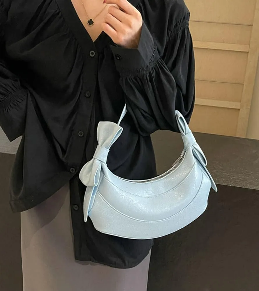 Womens PU Leather Crescent Shoulder Bag Y2k Designer Tote Bags Handbag Purse Cute Dumpling Top Handle Satchel