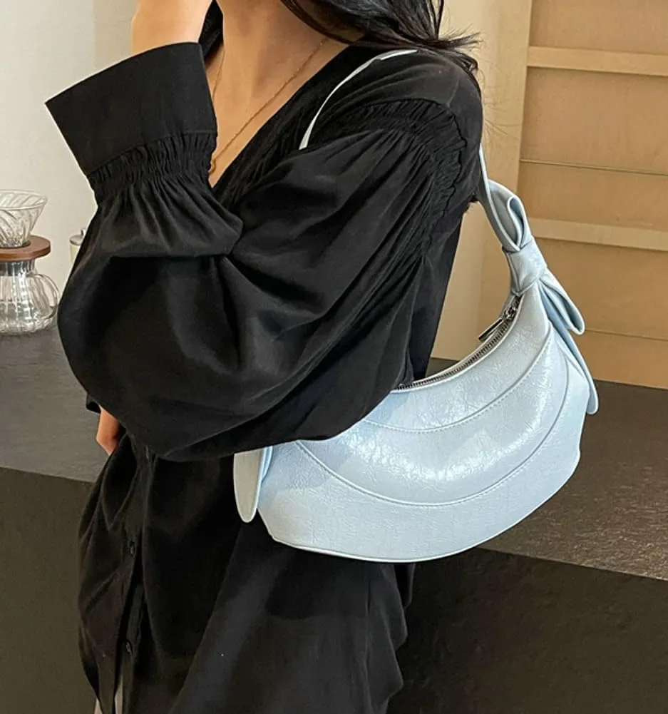 Womens PU Leather Crescent Shoulder Bag Y2k Designer Tote Bags Handbag Purse Cute Dumpling Top Handle Satchel