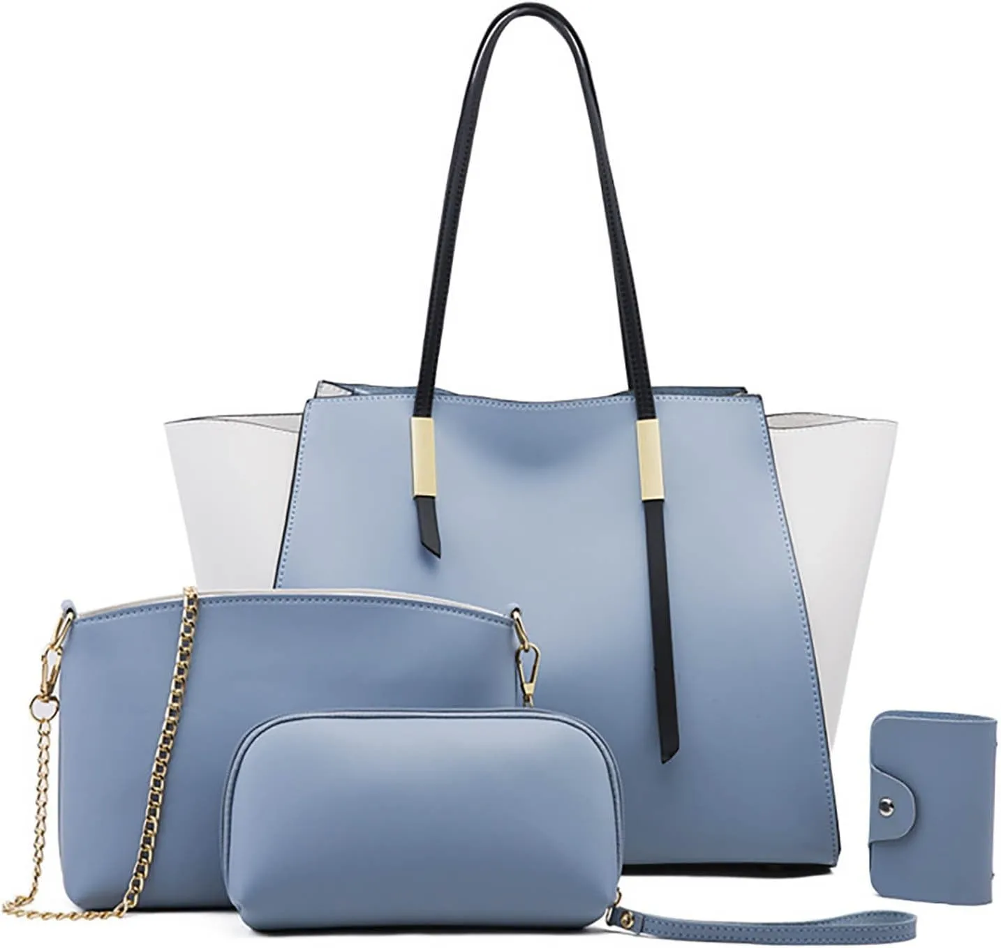 Women's Purses And Handbags Large Capacity Shoulder Bag Fashion Tote Handbag Soft Faux Pu Leather Wallet 4Pcs