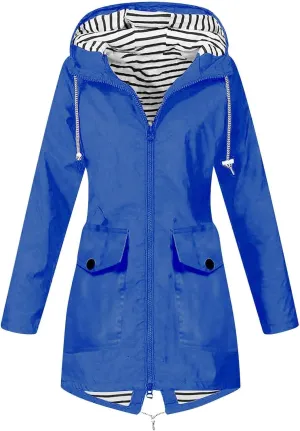 Women's Rain Jacket Waterproof Raincoat Windbreaker Outdoor Trench Coat,S-5XL