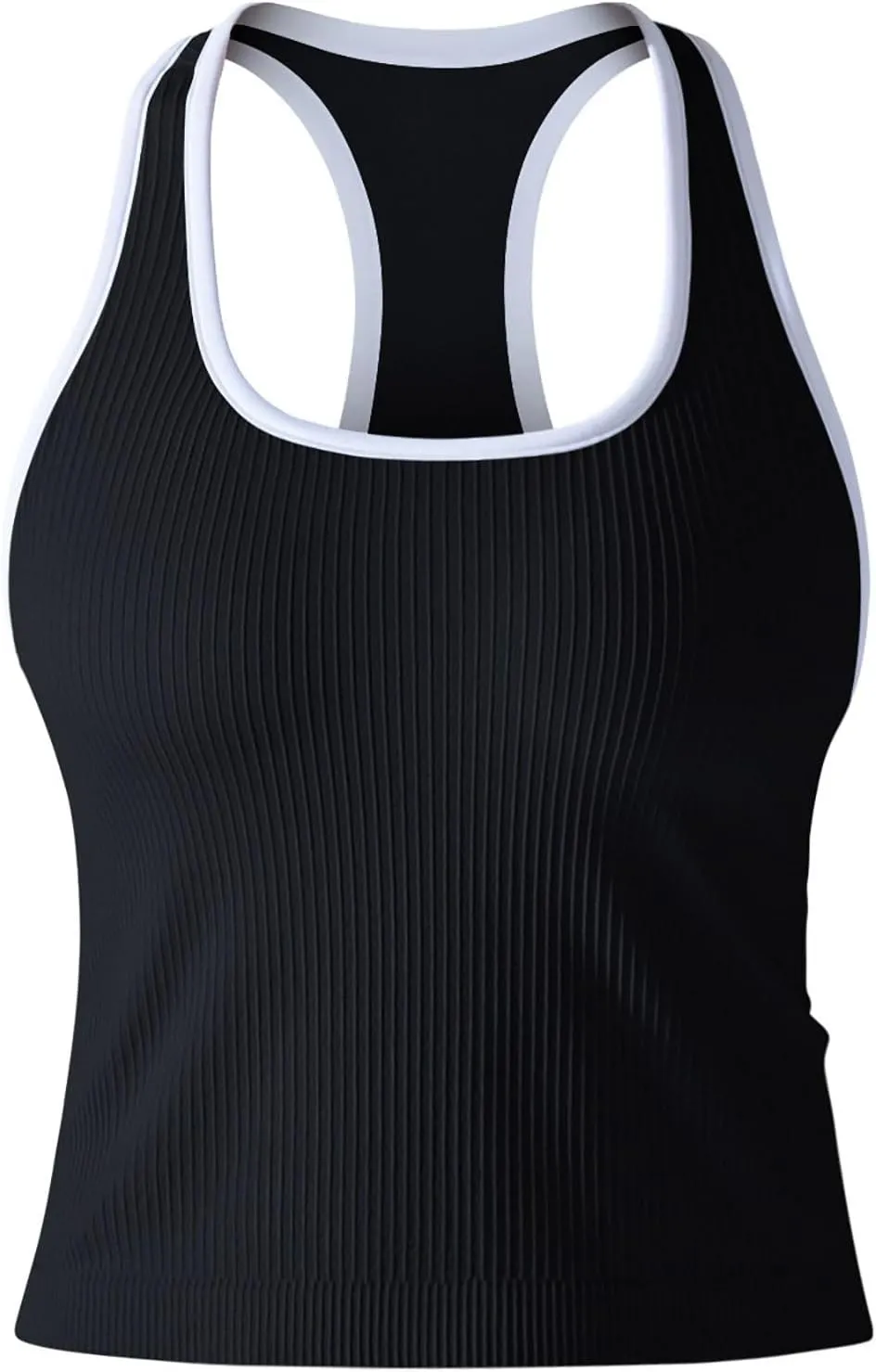 Women's Ribbed Workout Shirts Summer Light Elastic Racerback Tank Tops Casual Sleeveless Slim Comfy Yoga Blouse