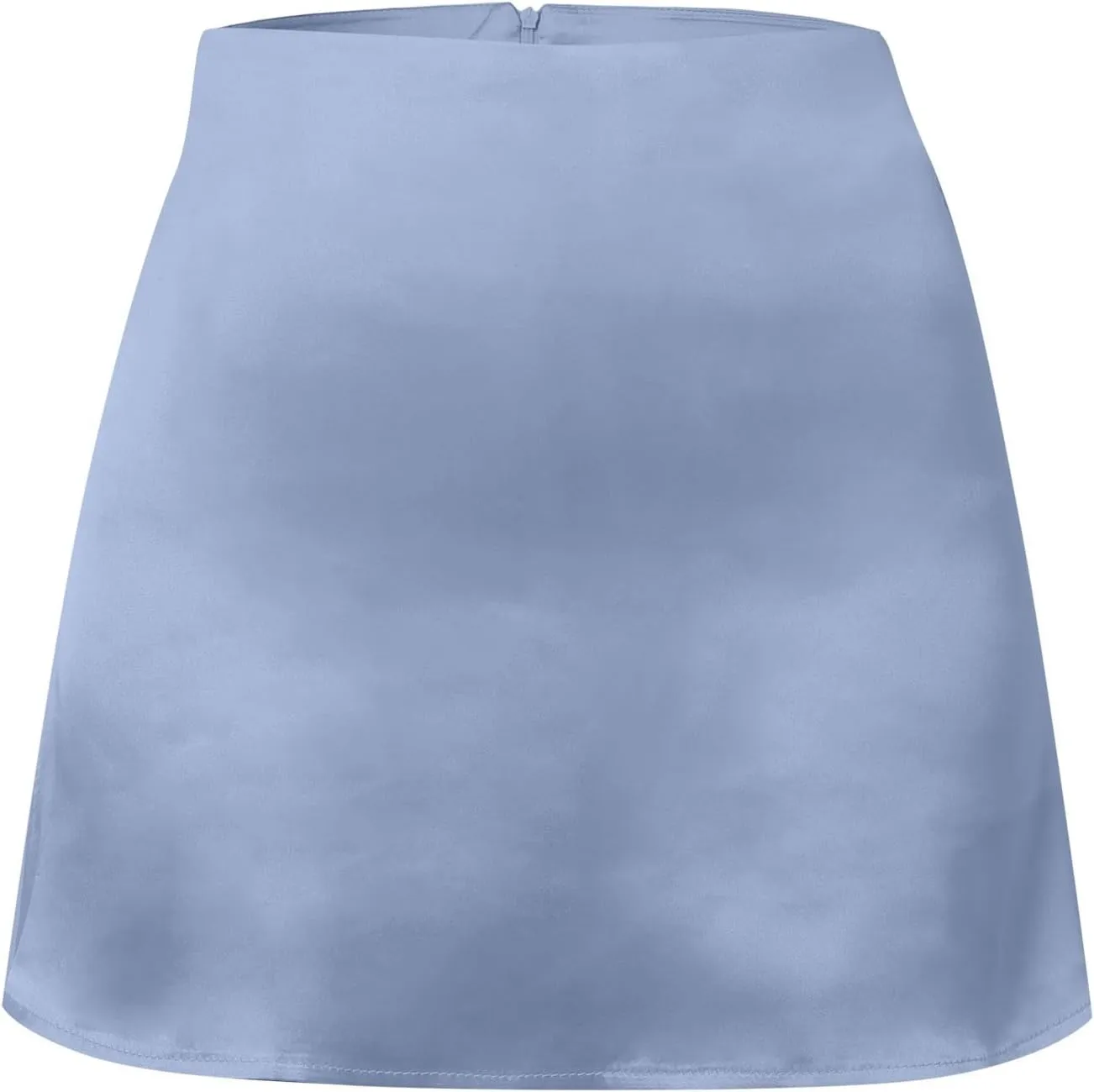 Women's Satin Elastic High Waist Zipper Skorts Versatile Stretchy Skirt Flared Casual A Line Mini Skirts Built in Shorts