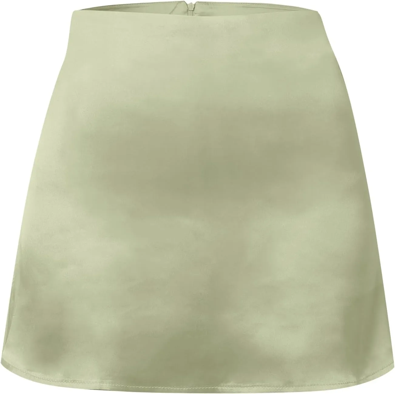 Women's Satin Elastic High Waist Zipper Skorts Versatile Stretchy Skirt Flared Casual A Line Mini Skirts Built in Shorts