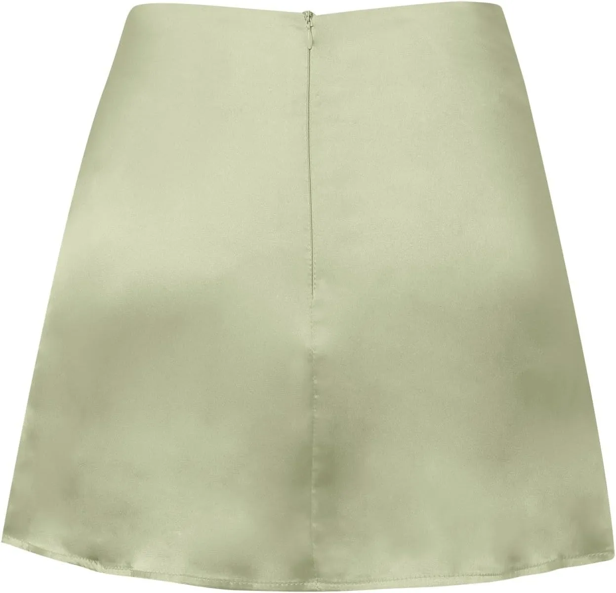 Women's Satin Elastic High Waist Zipper Skorts Versatile Stretchy Skirt Flared Casual A Line Mini Skirts Built in Shorts