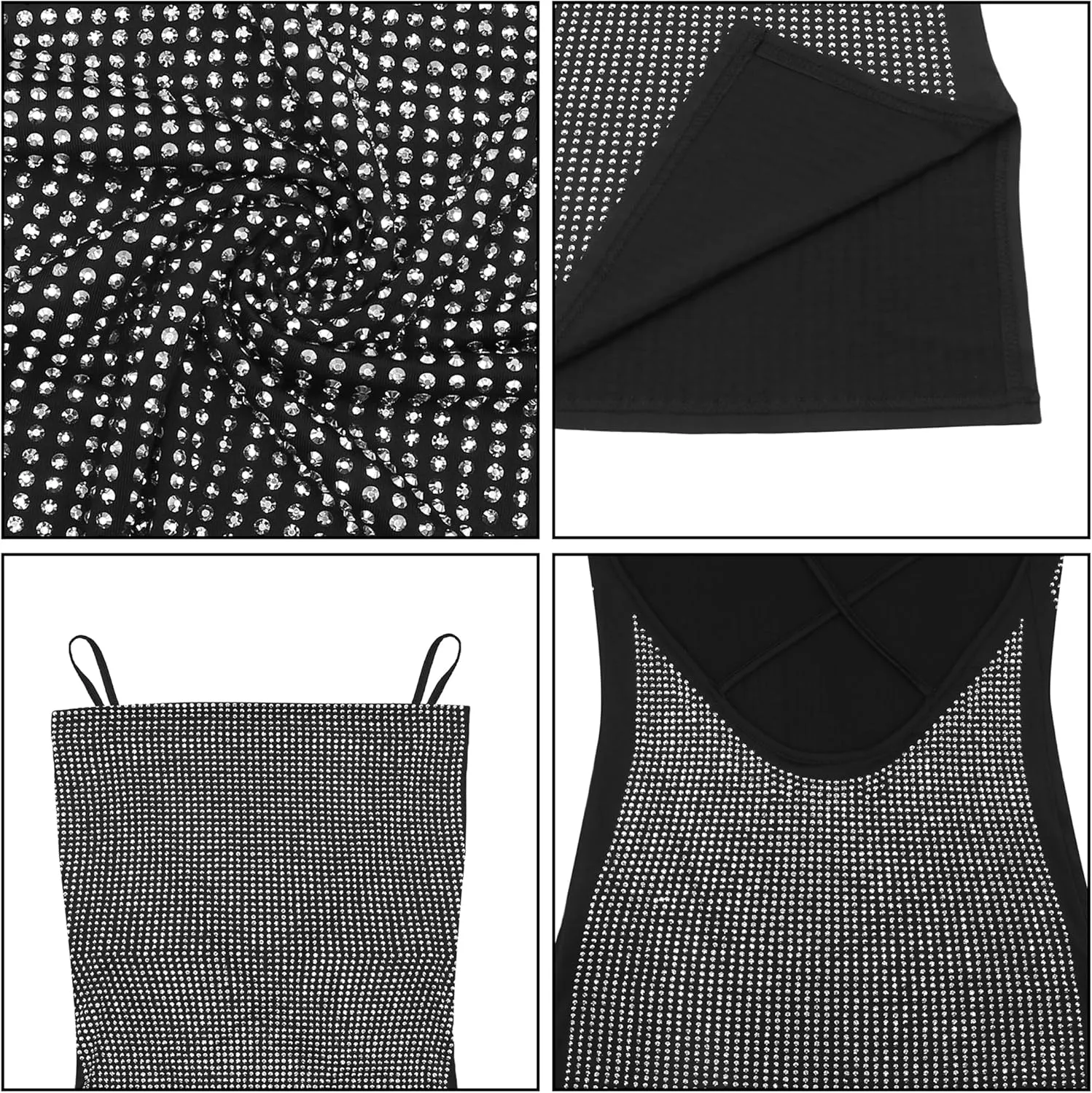 Women's Sexy Glitter Summer Halter Bodycon Dress Lace Criss Cross Spaghetti Mini Dress Backless Cowl Neck Party Dresses