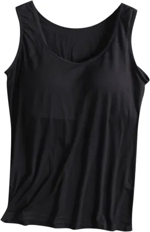 Womens Shelf Bra Tank Tops Modal Built-in Bra Padded Camisole Workout Camis Yoga Shirt Basic Tees Soft Undershirt