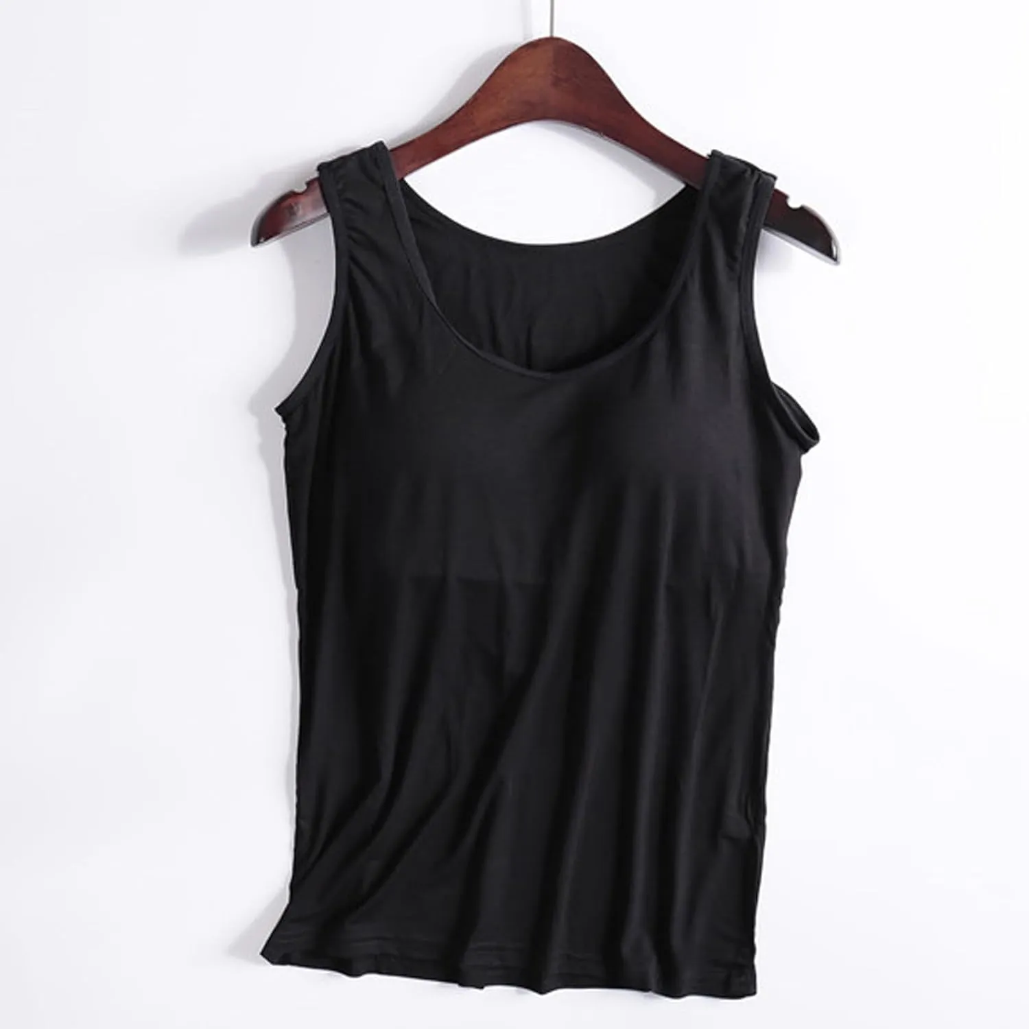 Womens Shelf Bra Tank Tops Modal Built-in Bra Padded Camisole Workout Camis Yoga Shirt Basic Tees Soft Undershirt