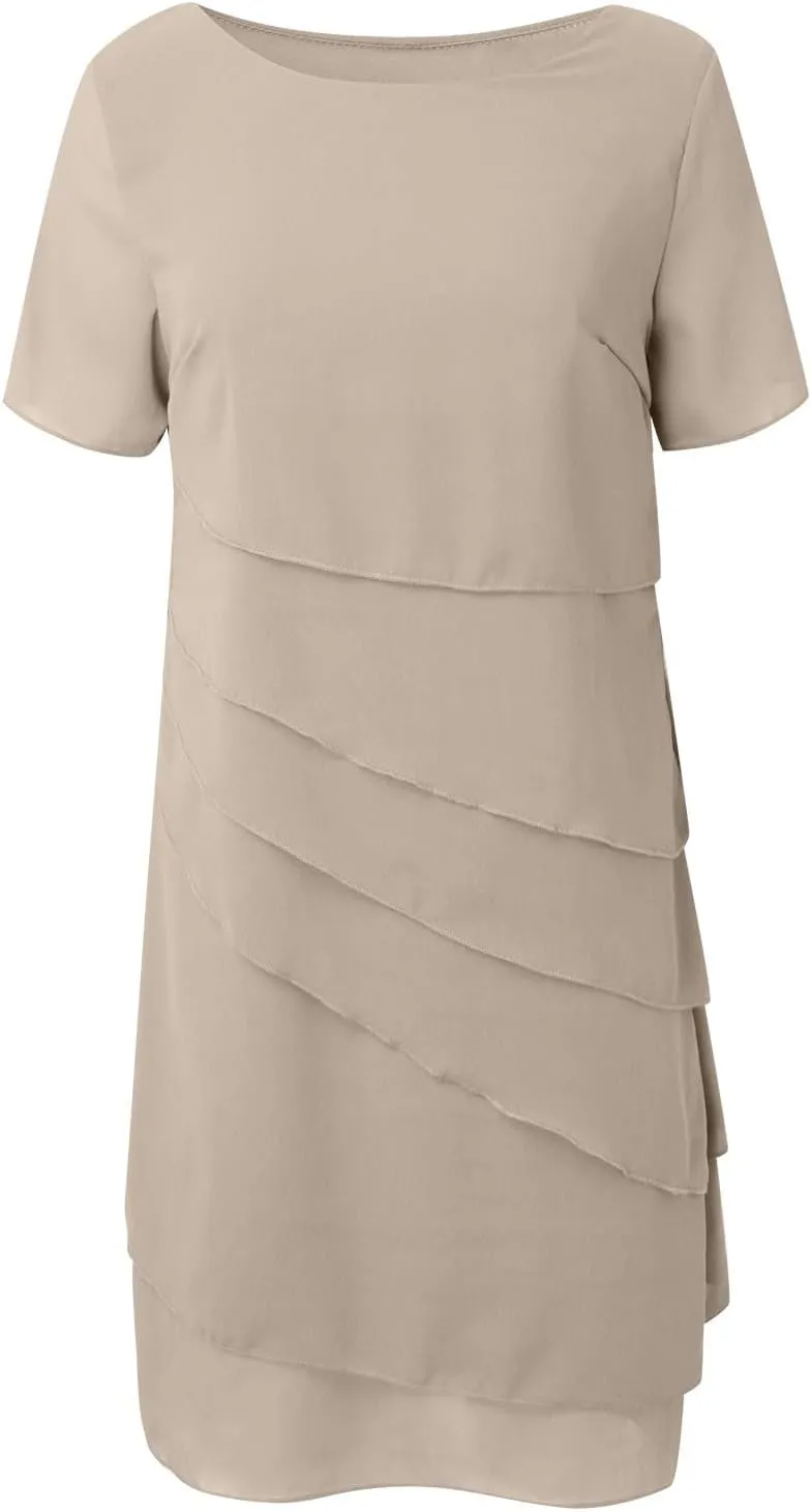 Women's Short Wedding Dresses Summer Short Sleeved Party Dress Flowy Chiffon Evening Partydress Wedding Midi Dress
