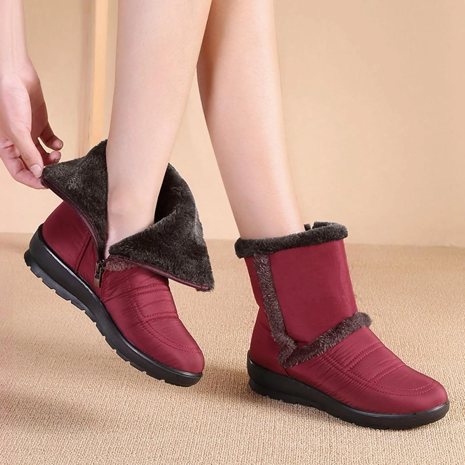 Women's Snow Boots Waterproof Snow Boots Warm Ankle Shoes Cold Weather Outdoor Work Boots Teens Winter Boots