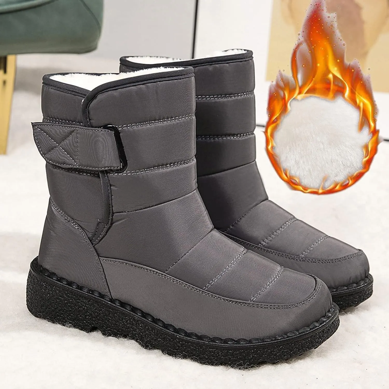 Womens Snow Boots Wide Width Zipper Size 9 Wide Calf Snow Boots for Woman Waterproof Snow Shoes for Women Outdoor Boots Women Knee High Waterproof Womens Boots Size 11