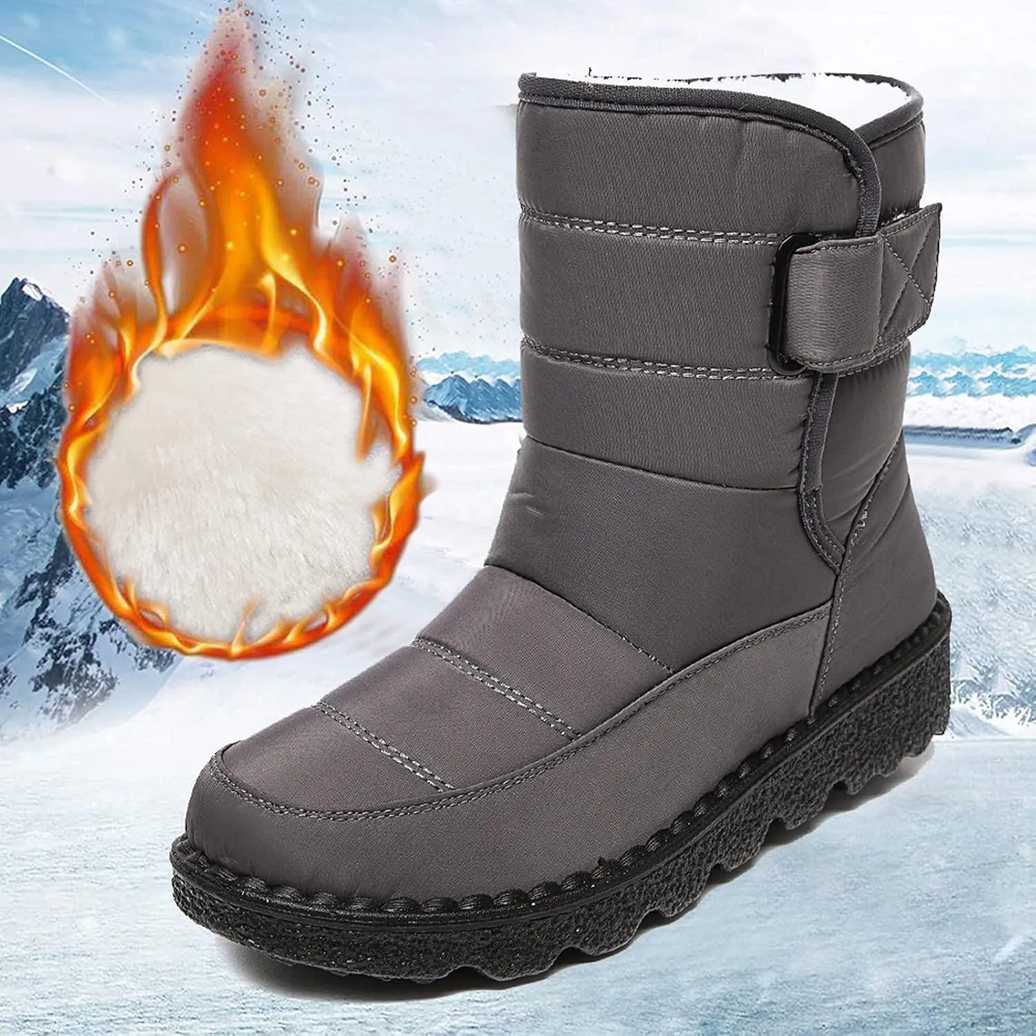 Womens Snow Boots Wide Width Zipper Size 9 Wide Calf Snow Boots for Woman Waterproof Snow Shoes for Women Outdoor Boots Women Knee High Waterproof Womens Boots Size 11