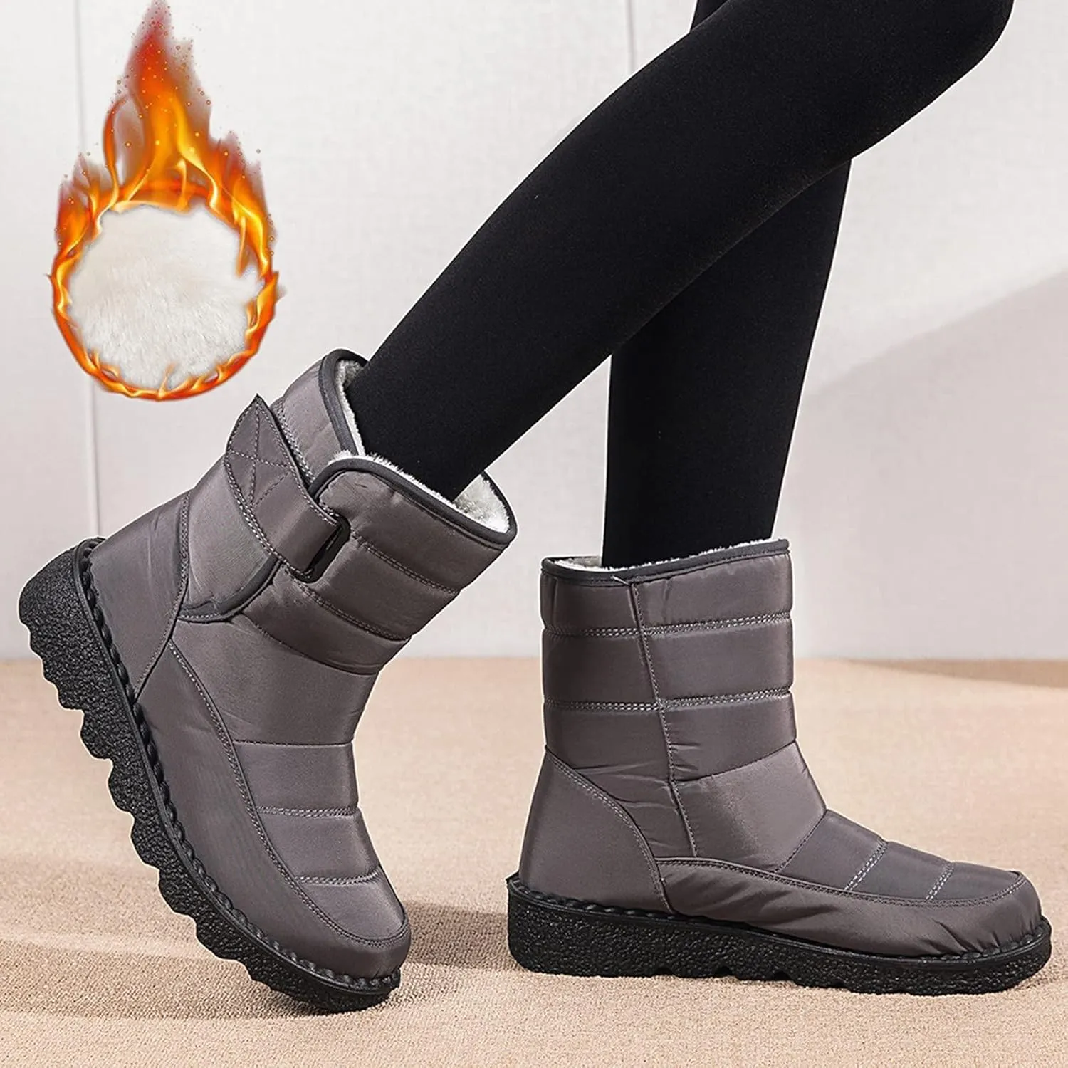 Womens Snow Boots Wide Width Zipper Size 9 Wide Calf Snow Boots for Woman Waterproof Snow Shoes for Women Outdoor Boots Women Knee High Waterproof Womens Boots Size 11