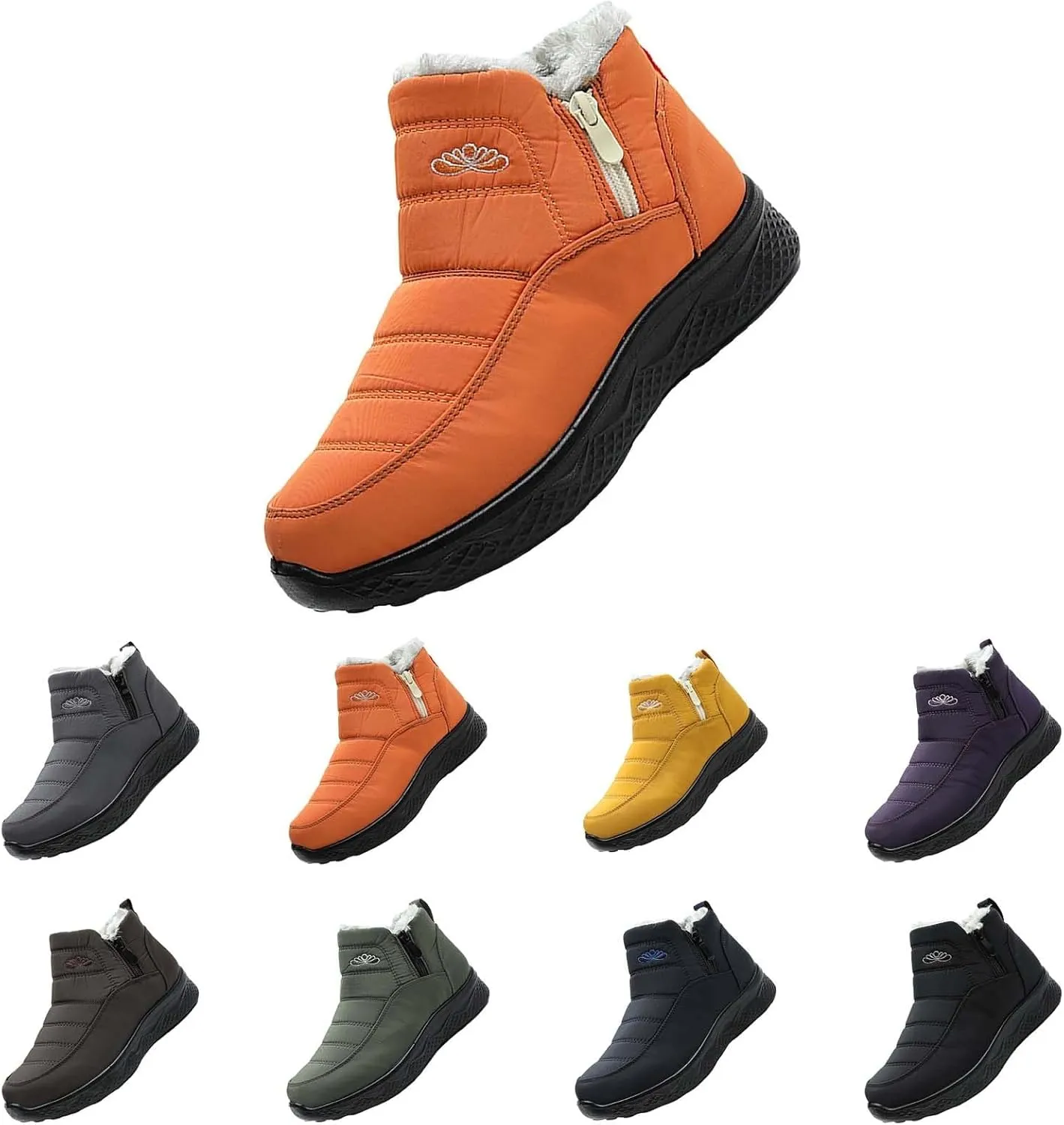 Women's Snow Boots with Heels Waterproof Slip On Boots Ladies Womens Warm Fur Lined Barefoot Shoes Grounded Footwear Hiking Rain Boots Women Mens Snow Booties