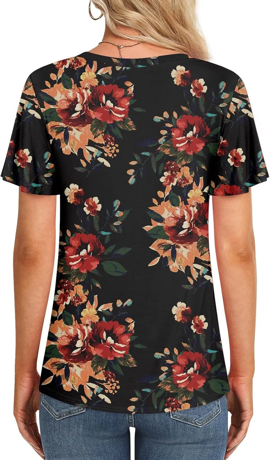 Women's Summer 2025 Casual Tunic Wavy Short Sleeve Blouse Front Twist Tops Tee For Leggings