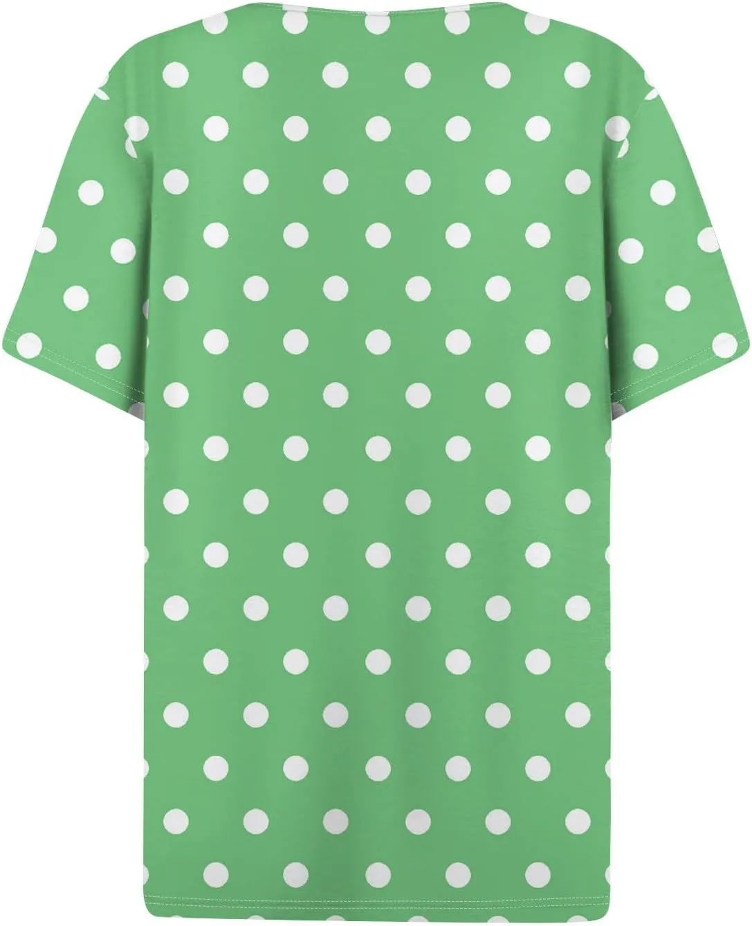 Women's Summer Casual Loose Tops V-Neck Short Sleeve Button Plaid Polka Dot Printed T-Shirt Plus, S-3XL