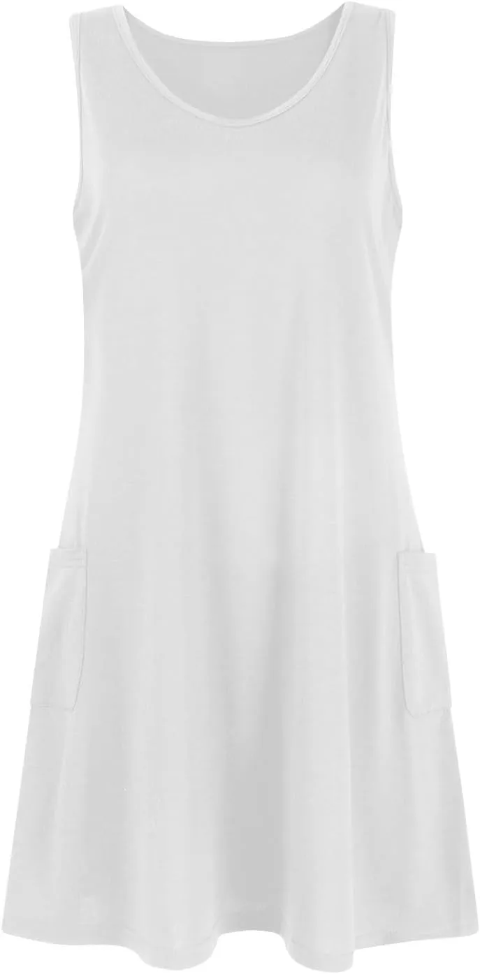 Women's Summer Dresses 2024 Beach Casual Sleeveless Floral Print Boho Tank Dress V Neck Loose Sundress with Pocket