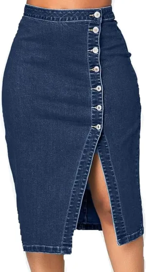 Womens Summer Pleated Tennis Skirt Women Fashion Denim Pencil Skirt High Waisted Knee Blue Denim Skirts Women