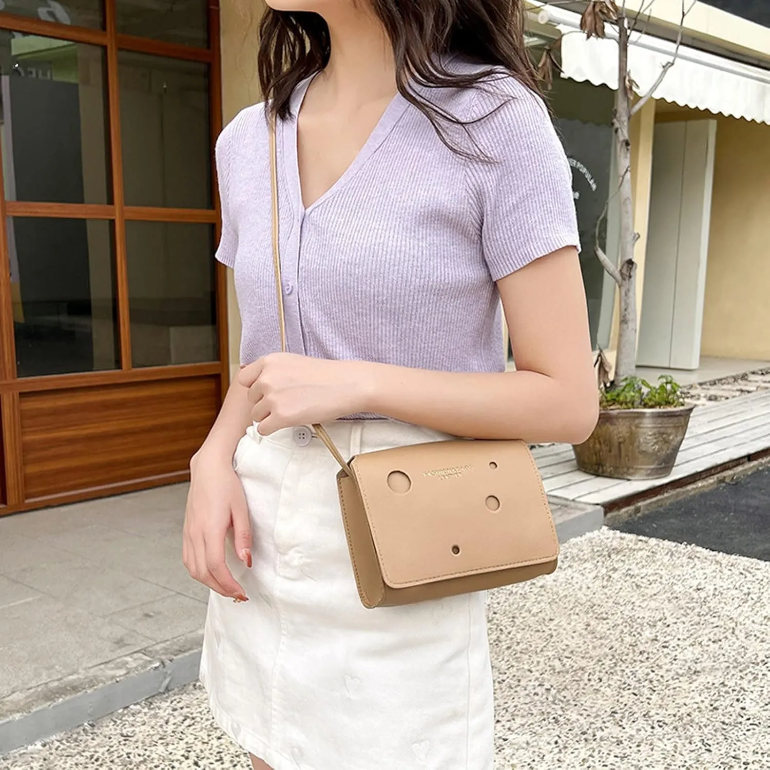 Women's Trendy Purses Vegan Leather Hobo Handbags Fabric Nylon Multi Pocket Crossbody Bags Summer Mini Gym Bag(Beige)