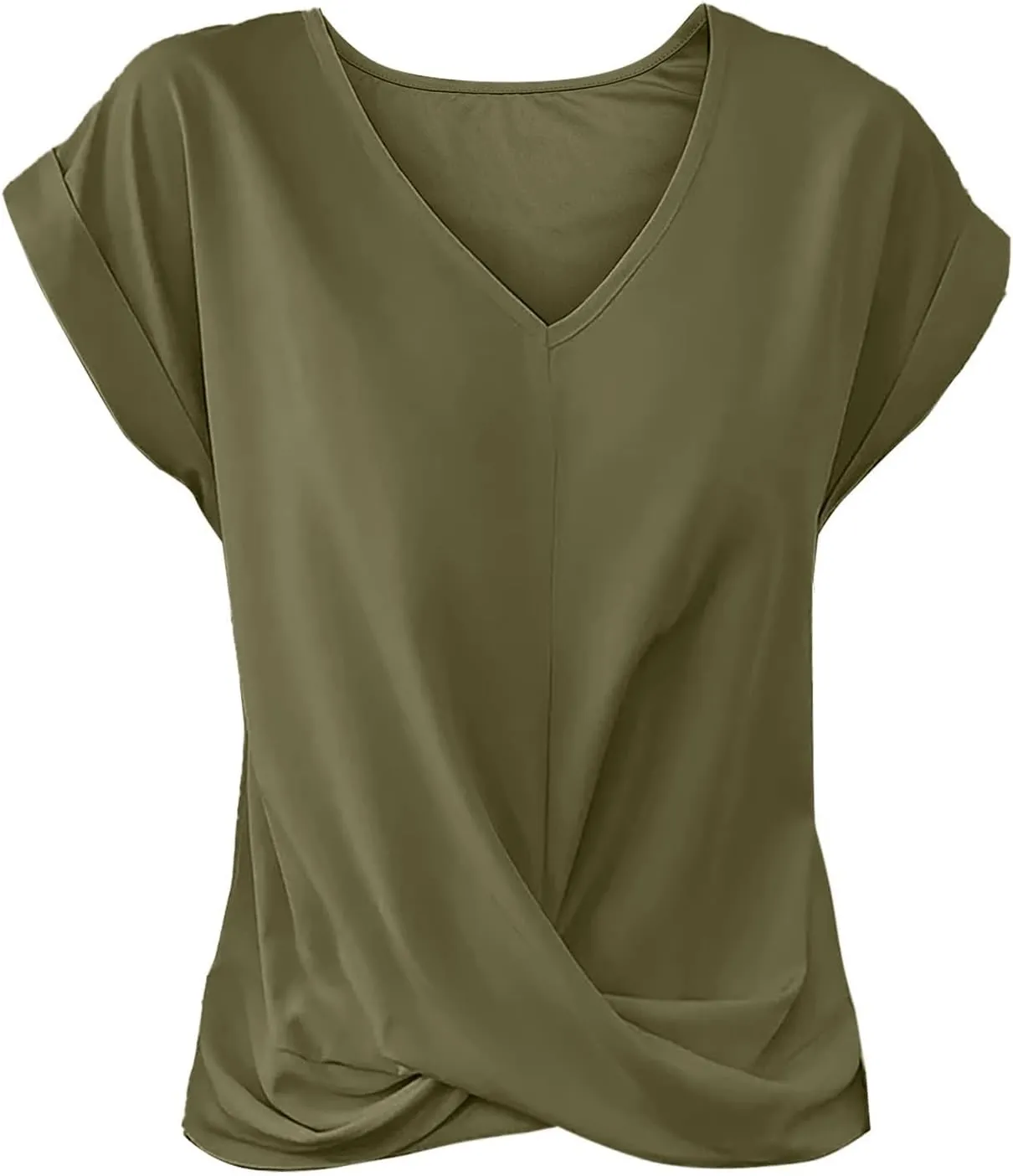 Womens V Neck Summer Tops 2025 Casual Twist Front Blouses Short Sleeve Tshirts Loose Fit Tunic Tops Basic Tee Shirts