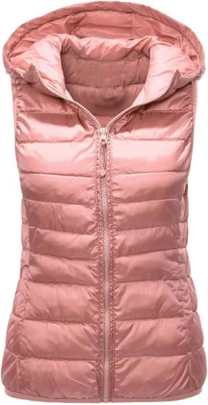 Women's Vests for Fall Winter Lightweight Hooded Vest Warm Coats Sleeveless Down Jacket Water Resistant Puffer Vest