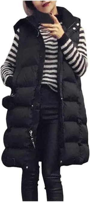Womens Vests Outerwear Jacket Hooded Windproof Winter Coat with Recycled Insulation Down Jacket Coats with Pockets