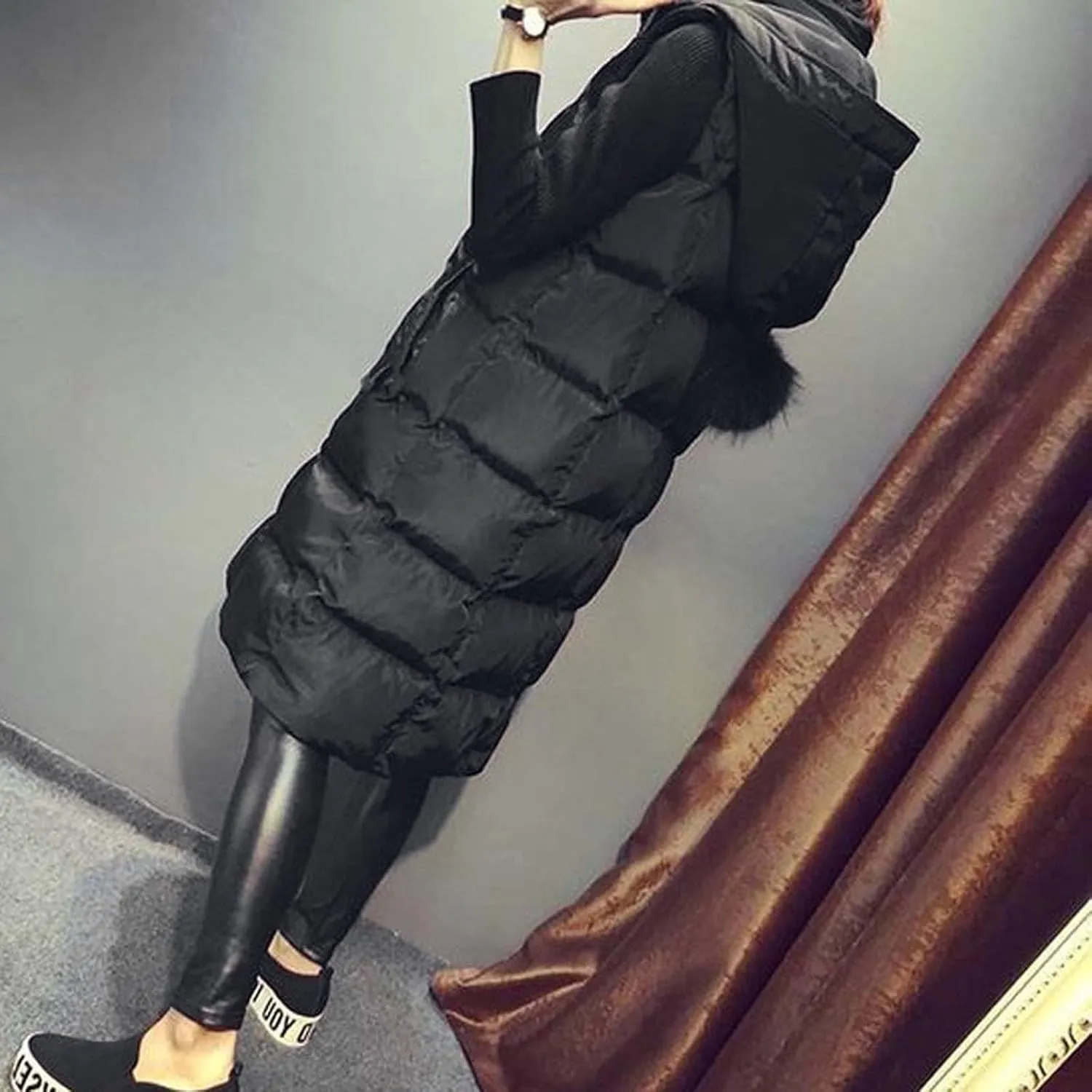 Womens Vests Outerwear Jacket Hooded Windproof Winter Coat with Recycled Insulation Down Jacket Coats with Pockets